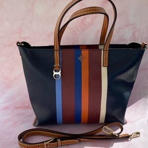 Tory Burch Kerrington Striped Crossbody/Tote Purse